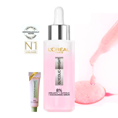 LOREAL Glycolic Bright Brightening Serum Melasyl Glow Anti-Dark Spots Post-Acne
