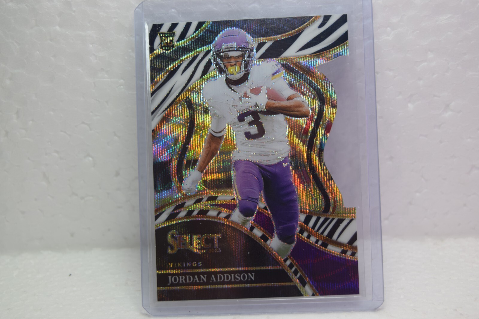 2023 Panini Select Club Level Jordan Addison #254 Zebra Prizm Die-Cut (RC) LOOK