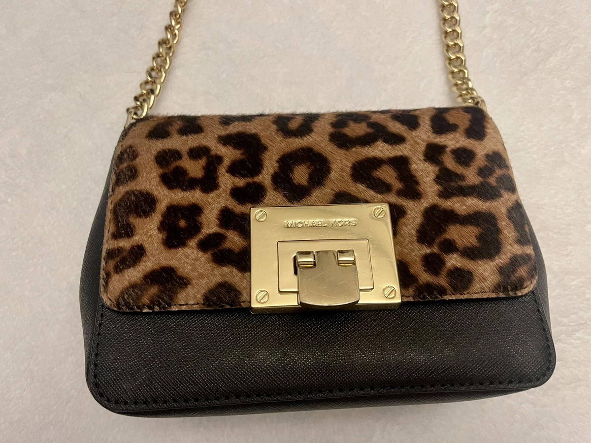 Michael kors hotsell black leopard purse