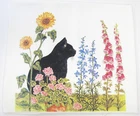 Alice's Cottage Cotton Flour Sack Kitchen Tea Towel Black Cat Garden - NEW