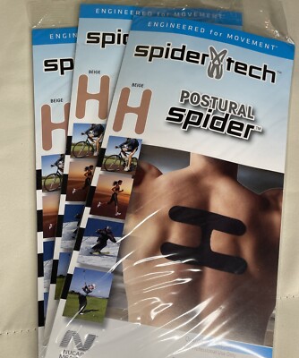 Spider Tech Pre Cut kinesiology tape Postural Spider (3 Pack) lot Beige Posture