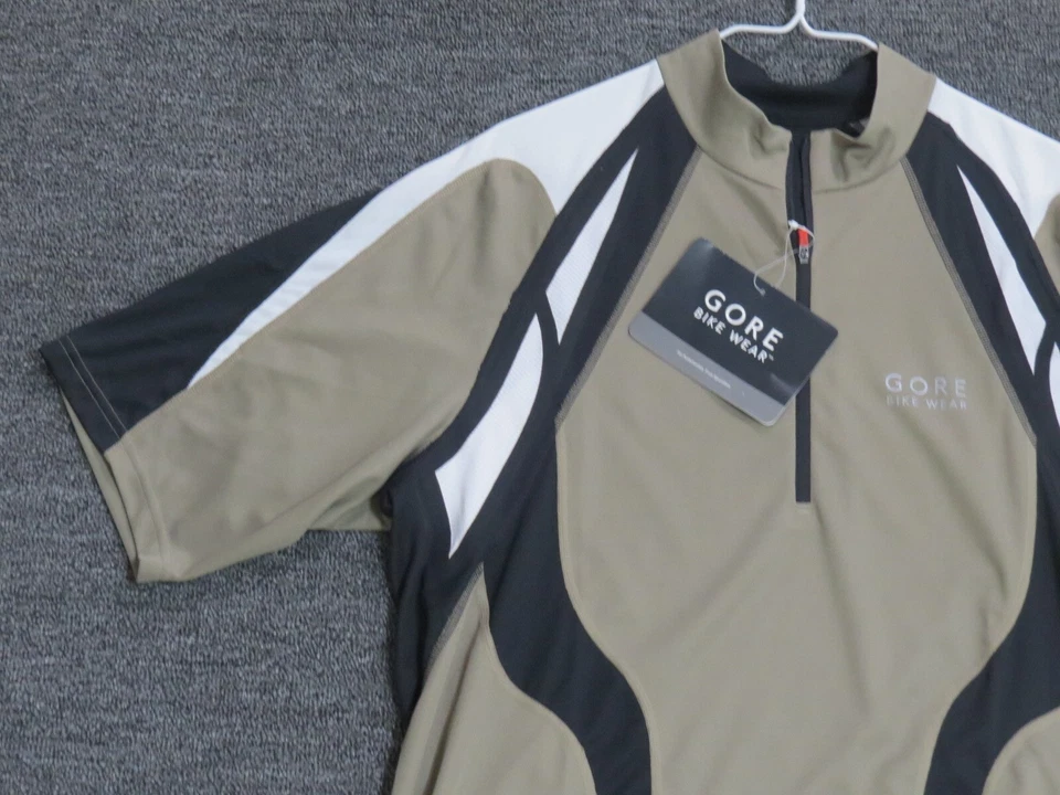 Camisa Gore Bike Wear Para Hombre Talla Grande Manga Corta Media Cremallera Beige Negra Nueva Foto 2 de 4