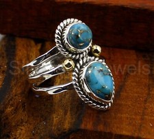 Natural Green Turquoise Ring, 925 Sterling Silver Ring Handmade Design Ring