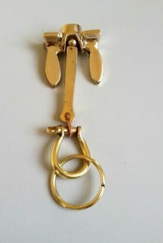 Golden Finish Calibrated Solid Heavy Brass Vintage Art Anchor Key Chain KCA09 - Picture 1 of 2