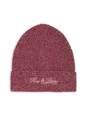 Rag Bone Women's Wool Blend Heritage Beanie Winter Hat Burgundy $165 