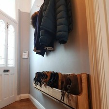 Unique shabby chic pallet wood large floating shoe rack ideal storage solution
