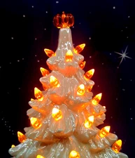 50 Small Orange Halloween Bulbs & Pumpkin Topper for Ceramic Christmas Tree Star