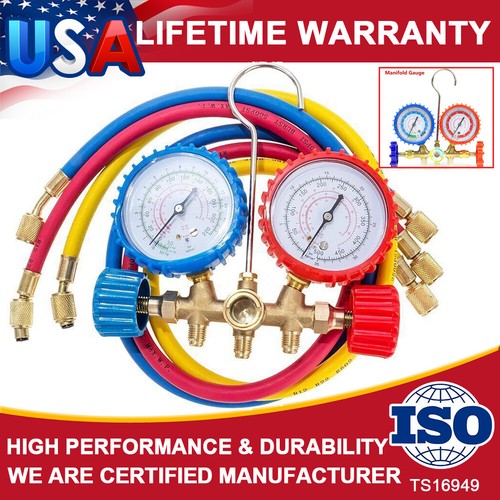 3Way AC HVAC Car Air Conditioning Diagnostic Recharge Measuring Kits