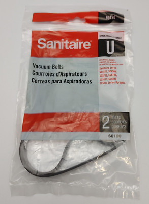 Sanitaire Vacuum Belts Replacement Style U Flat Belt 2 Pack Item #66120 Genuine