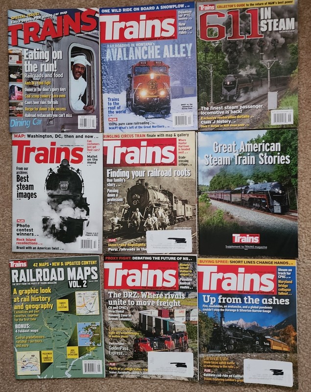 Lot of 9 TRAINS Magazine of Railroading Magazines 2006, 2015 ,2017,  2020,2024 +