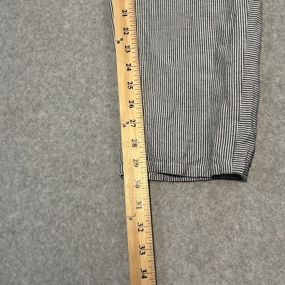 J Jill Linen Pants Women’s Gray White Stripe Lagenlook Minimalist Size