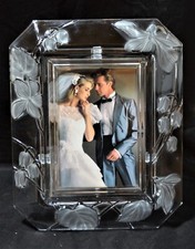 New 5x7 Glass Photo Frame Vertical Horizontal Picture, Standing Frosted Leaves