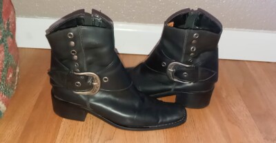 Harley Davidson Black Leather Harness Boots Womens Sz 7 or 7.5