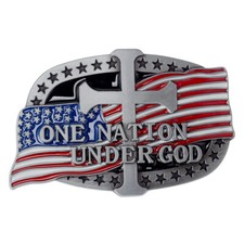 American Flag and Cross Belt Buckle Western Cowboy Native American CRFL-01 