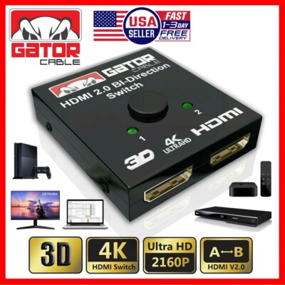Bi-Direction HDMI Switch Switcher Splitter Cable 4K 2.0 HUB HDCP 2x1 1x2 In Out