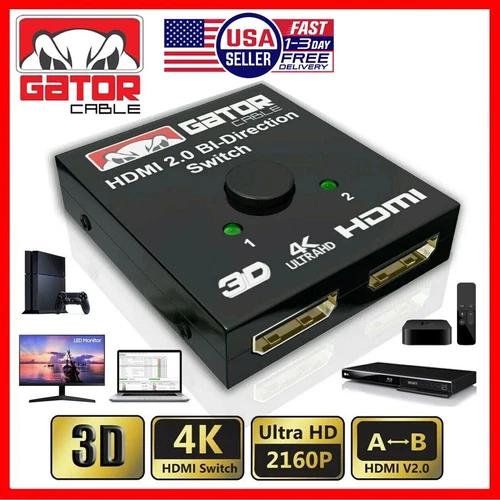 Bi-Direction HDMI Switch Switcher Splitter Cable 4K 2.0 HUB HDCP 2x1 1x2 In Out