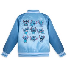 Disney Store Stitch Varsity Jacket Kids Lilo Blue Spring Coat Lightweight NEW