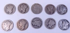 Lot of 10 - 10s 20s & 43 Mercury Dime Coins 90% Silver Winged Liberty USA US