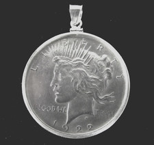 Colgante Dólar de la Paz 90% Moneda Plata Esterlina Borde de Moneda Bisel Fianza