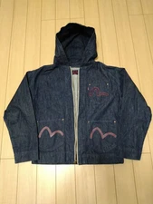 EVISU Denim Hooded Jacket Japanese Streetwear Casual Vintage Outerwear Japan
