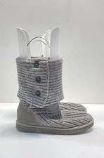 UGG Women's Boots Classic Cardy 5819 Gray Wool Knit Button Size 8