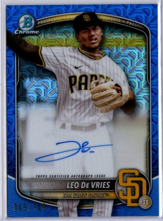 2025 Bowman Chrome Baseball Blue Mojo Leo De Vries ROOKIE AUTO PADRES 69/150
