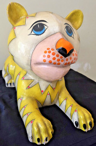 RARE VINTAGE X-LARGE SerMel Sergio Bustamante SIGNED Paper Mache Sculpture Tiger
