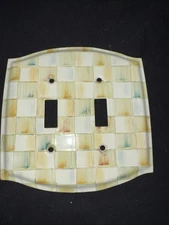 Mackenzie Childs Parchment  Check Enamel Double Toggle Switch With hardware