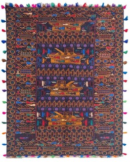 Rare Hand Knotted Vintage Afghan Zakani War Tank Balouch Wool Area Rug 7 x 4 Ft