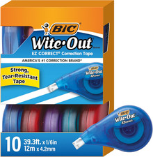 BIC Wite-Out EZ Correct Tear-Resistant Correction Tape with 39.3 Ft of Tape, 10-
