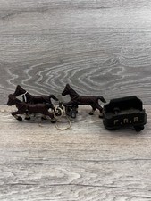Cast Iron Toy Train Coal Car Pacific Rail Road W Cast Iron Horses No Wheels VTG