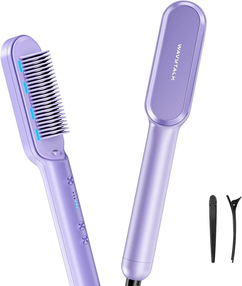 Wavytalk Hair Straightener Brush Purple Heated Smoothing Brush wavytalk styling brush - TikTok Shop main image 4