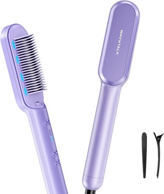 Wavytalk Hair Straightener Brush Ceramic Sweep Ionic Straightening Comb Purple