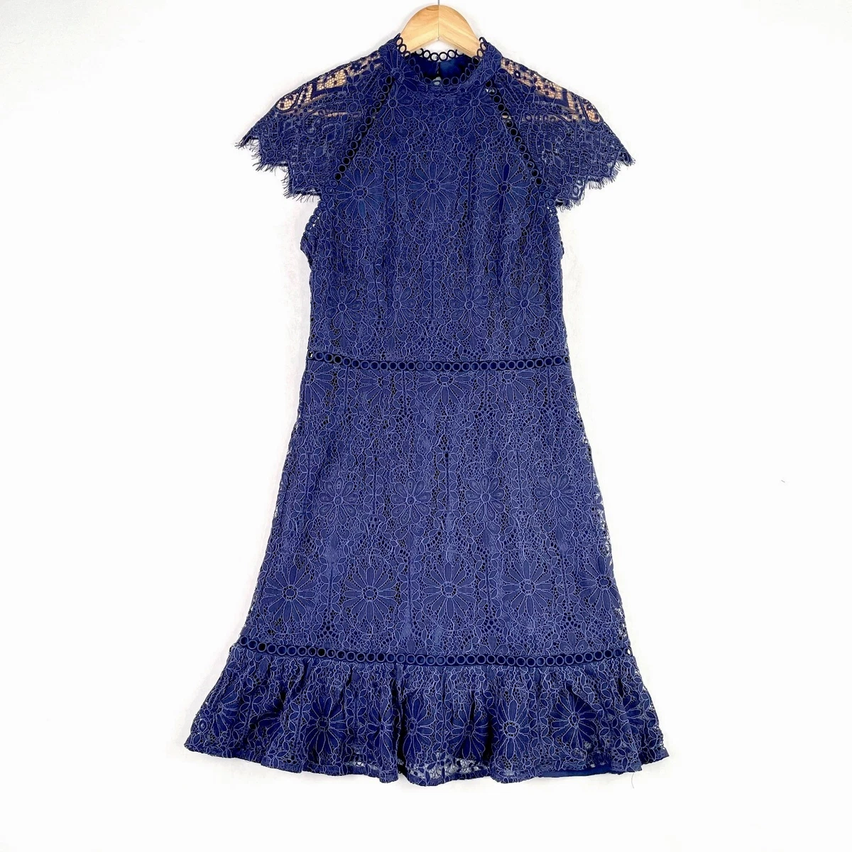 knee length dresses for ladies Barely There Lace Dress Blue main image 1