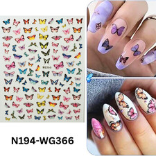 Colorful Butterfly Nail Stickers 3D Butterfly Nail Decals Spring Summer Nail Art