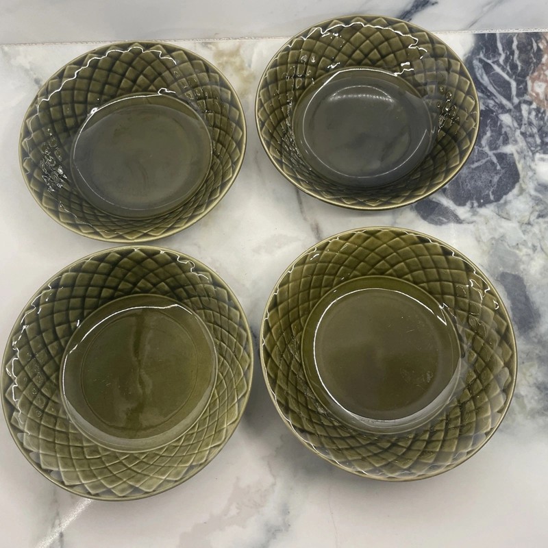(4) Enoch Wedgwood Gold Medallion Tunstall ltd England Bowls 5" Green