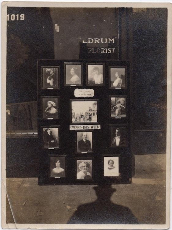 Shadow of photographer & performer photos, Empress Theater, Sacramento, 1910s