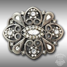 Belt Buckle Women Unisex Midcentury Rhinestones Sparkling Goth Art Deco