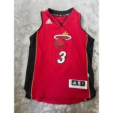 Adidas NBA Miami Heat Dwyane Wade Chrismas Jersey Red Boys Small +2 Length