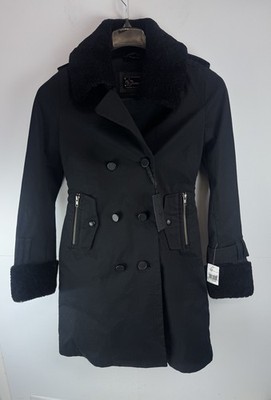 Mackage Estel Trench Coat ,Detachable Shearling Collar/Cuffs & Quilted Lining XS