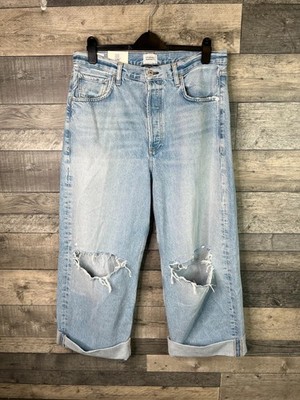 Citizens Of Humanity Ayla Baggy Cuffed Crop Jeans Gr. 32 UK 14-16 hellblau