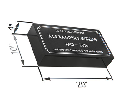 Custom 20x10x4 Black Granite Flat Marker   Personalized Engraved Memorial Stone