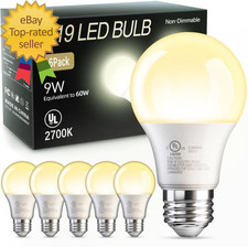 6 Pack A19 LED Light Bulbs, 60 Watt Equivalent LED Bulb, Soft Warm White 2700K,