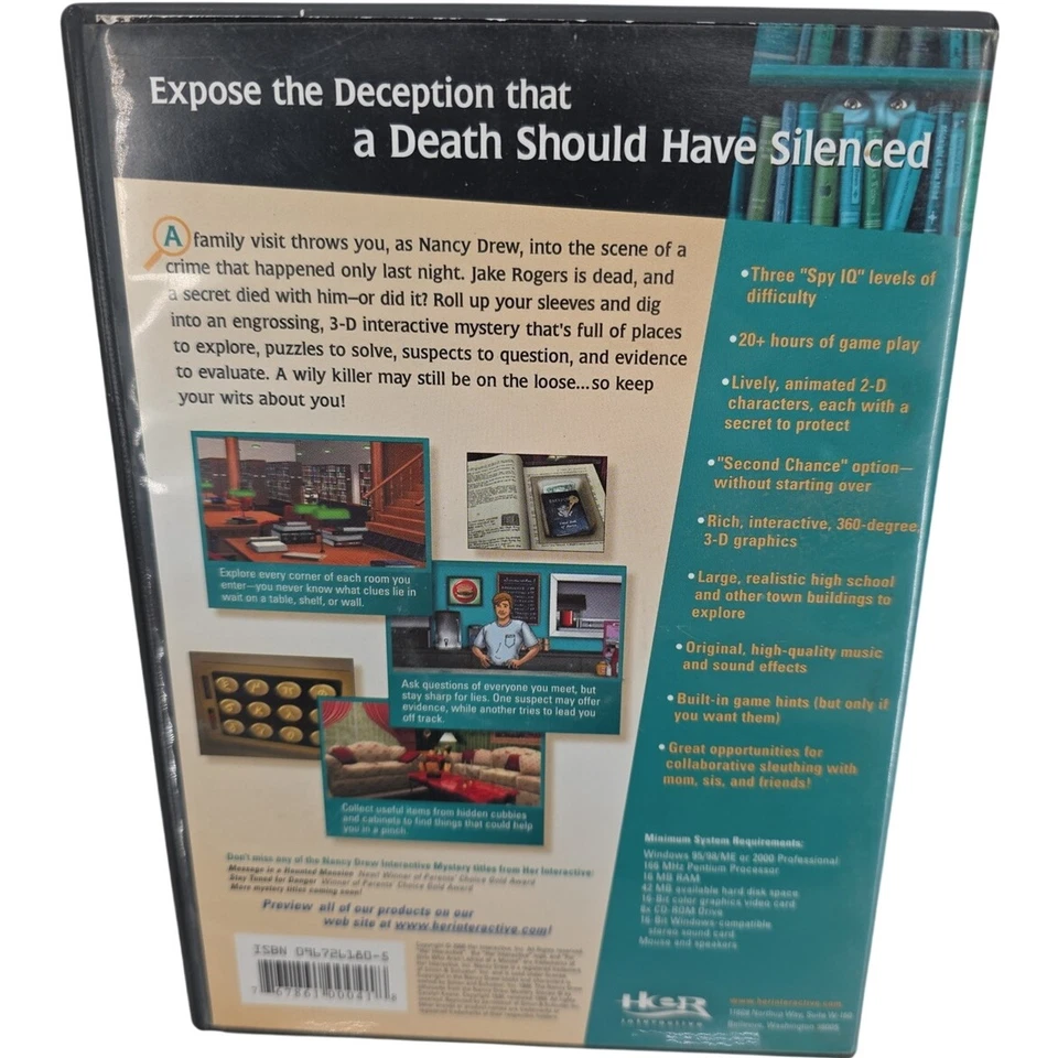 Nancy Drew Secrets Can Kill PC CD-ROM Mystery Adventure Juego Probado y Funcionando Foto 2 de 4