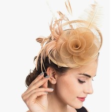 SAFERIN Fascinator for Women Hair Clip Hat Bowler Feather Flower Veil Wedding Pa