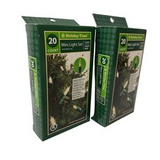 Holiday Time Mini Light Set 20 Clear Count Lights Green Wire 5ft Set Of 2 New