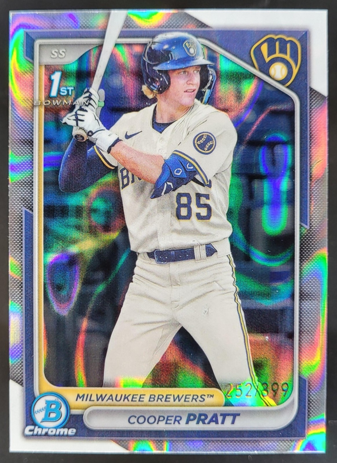 2024 Bowman Cooper Pratt Chrome Lava Refractor /399 1st Prospect Brewers HD2