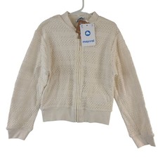 NEW Mayoral Girls Beige Lace Knit Zip-Up Cardigan Size 8
