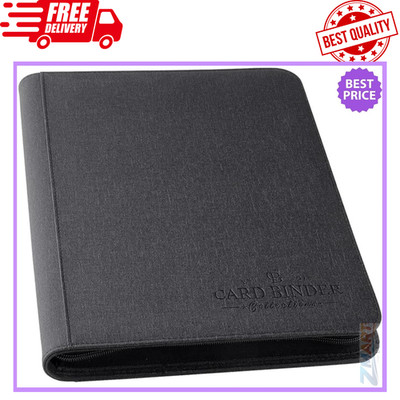 9-Pocket Zip Card Binder   540 Double-Sided PU Album for MTG, TCG, Sports (Black