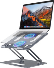 Adjustable Laptop Cooling Stand with 2 Quiet Fans  RGB Lighting, Aluminum Alloy